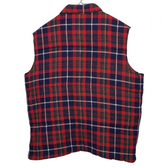 Men's Arrow Red Plaid Blue Reversible Wool Vest L - Picture 2 of 13